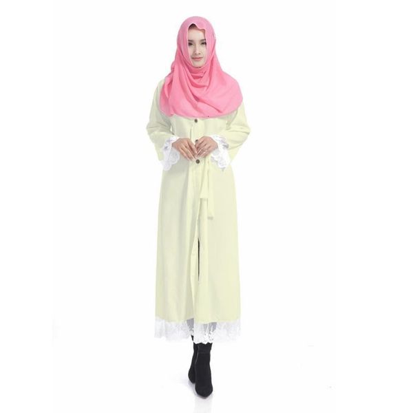 

casual dresses maxi dress women muslim abaya lace stitching long sleeve belt office lady fashion womens lugentolo 5e0g, Black;gray