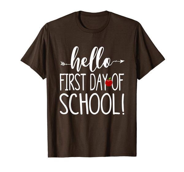 

hello first day of school t shirt teacher student arrow cute t-shirt, White;black