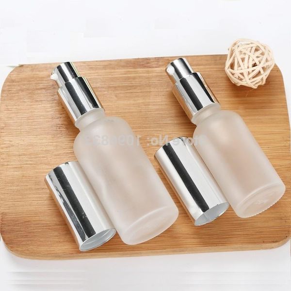 

storage bottles & jars frosted glass bottle 50ml 100ml spray mist atomizer silver cap empty essential oil vial lotion pump 50pcs