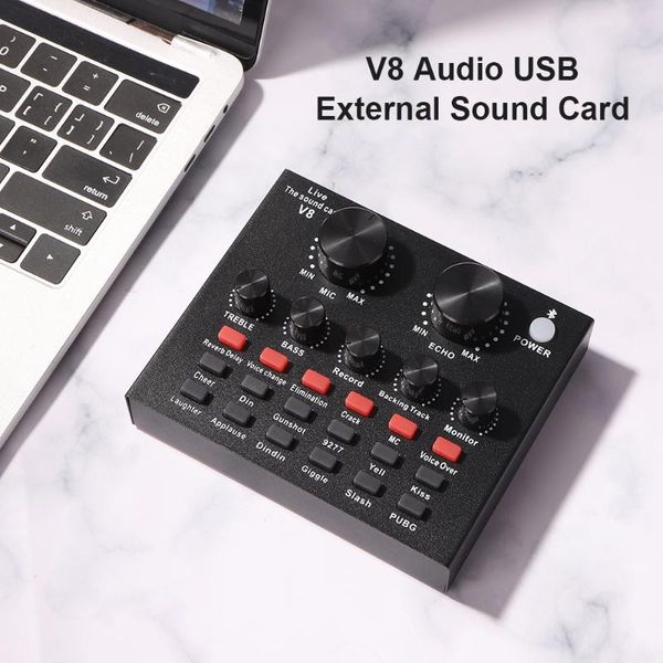 

sound cards v8 usb audio card multi-speake external headset microphone webcast live broadcast