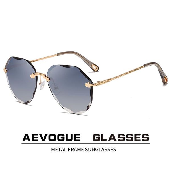 

sunglasses aevogue for women ladies rimless diamond cutting lens brand designer ocean shades vintage sun glasses ae0637, White;black