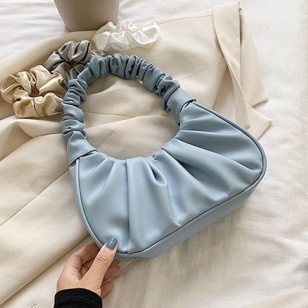 

evening bags folds design fashion small women's handbags elegant pu leather shoulder for women 2021 female travel armpit lady