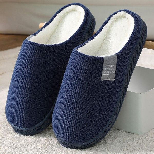 

winter-autumn at home thermal cotton-padded slippers women's cotton indoor with soft outsole shoes, Black