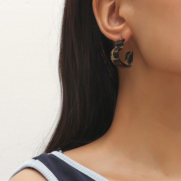 

fashion retro hong kong style new earrings simple personality temperament wild sweet love leopard print earrings, Golden;silver