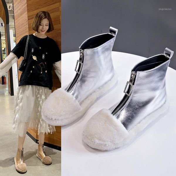 

boots cute short round head hairy stitching women high-fashion ankle for1, Black