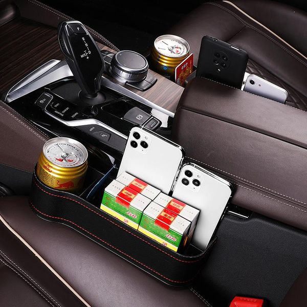

car organizer straight open seat slot storage box leather multi-function auto's organizers