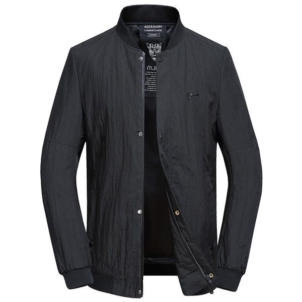 

quality solid color casual high jacket men spring autumn outerwear baseball collar coat sportswear mens jackets for male coats men's, Black;brown