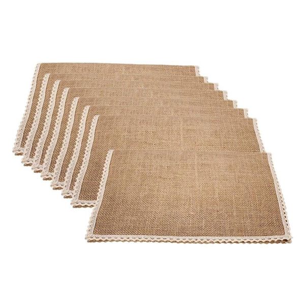 

mats & pads 8set burlap placemats rustic table lace look placema for parties weddings bbq's holidays&everyday use