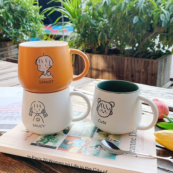 

creative cute ceramic mug ins style girl heart large capacity water cup simple trend personality couple mugs