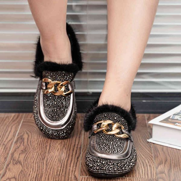 

dragen winter pluche platte bodem bont laarzen, Black