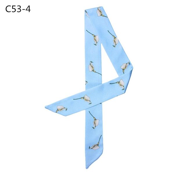 

scarves french flower arrival fashion print lady silk riband protect bags scarf small ribbon hair band bandeaus bd49, Blue;gray