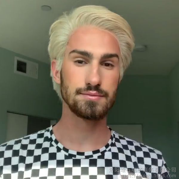 

breathable synthetic wigs short men's hair golden mechanism high temperature silk personalized, Black