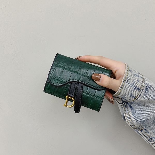 

luxury handbags women's short small zero multi pocket card new fashion simple wallet stone pattern, Red;black