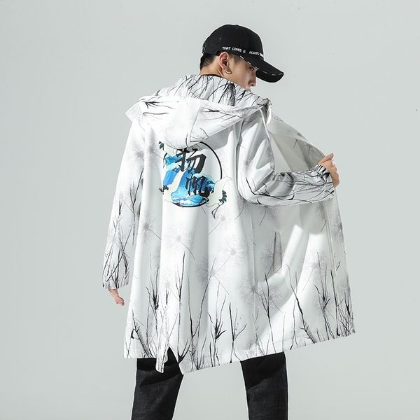 

men's jackets men hooded jacket long oversized trench man chinese style male spring autumn printed coat fashion 5xl 1oa8, Black;brown