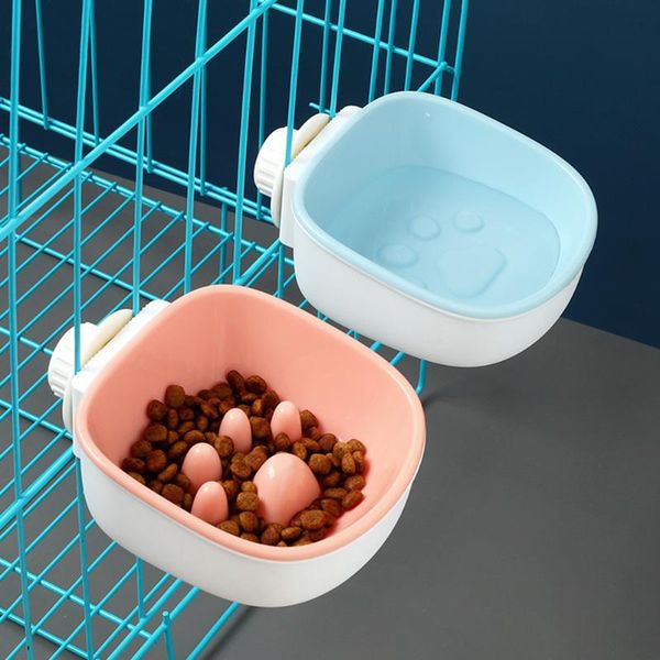 

dog bowls & feeders hanging cage anti choking bowl pet dogs cat water drinking food feeding slow feeder plastic plate animals puppy eating d