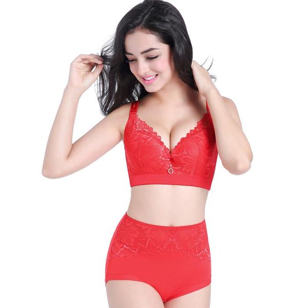 

bras sets fashion fancy lace bra and pants panty set, Red;black