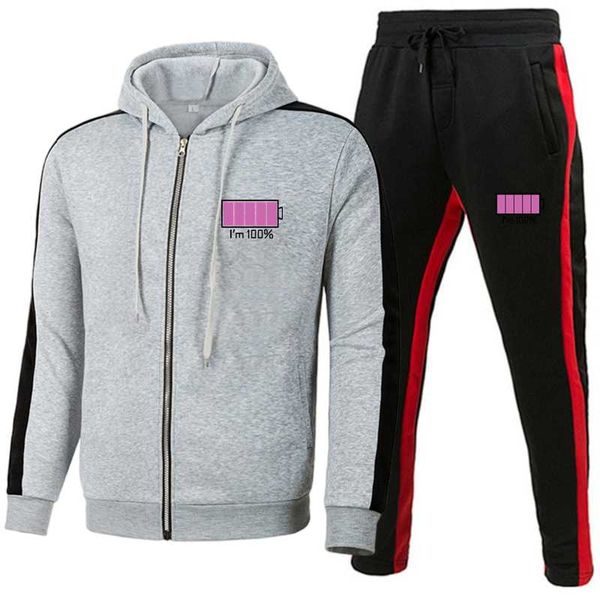 

men's tracksuits 2021 printemps, automne et hiver pull Ã capuche zippÃ© pour hommes dÃ©contractÃ© batterie transfert de chaleur sports ai, Gray