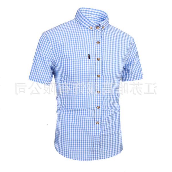 

dresses men's short sleeve summer casual slim plaid shirt, White;black
