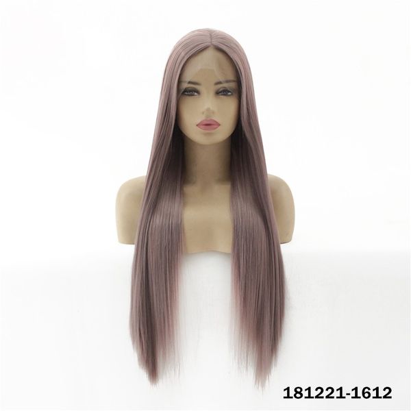 

synthetic lacefrontal wig simulation human hair lace front wigs 12~26 inches perruques de cheveux humains 181221-1612, Black;brown