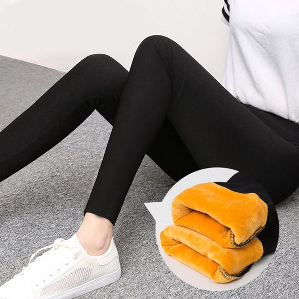 

fashion autumn high waisted stretchy skinny pants casual women winter warm soft tight pantalon femme 2021 women's & capris, Black;white