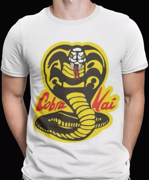 

cobra kai snake t-shirt logo karate kid mr miyagi martial arts gift movie 80s, White;black