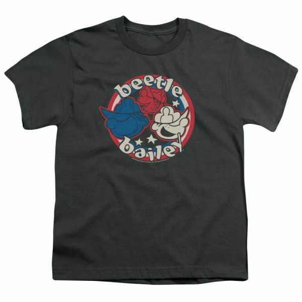 

Beetle Bailey Red White and Bailey Kids Youth T Shirt Licensed Charlton Charcoal, White;black