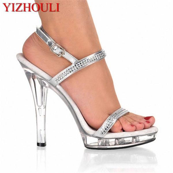 

silver 5 inch heels, shoes, 13 cm, women's night catwalk sandals, Black