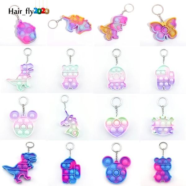 

dhl mini keychain simple dimple push bubble sensory fidget toys squishy anti stress reliever for kids fidget toy hn18