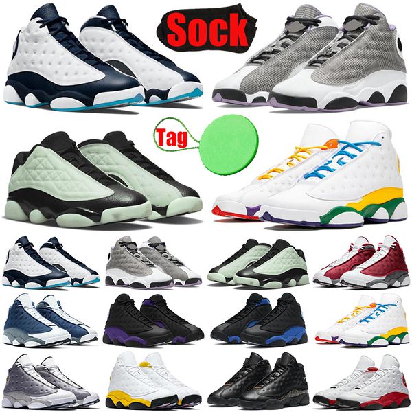 

with sock tag 13 13s mens basketball shoes houndstooth singles day court purple red flint hyper royal chicago playground men trainers sports