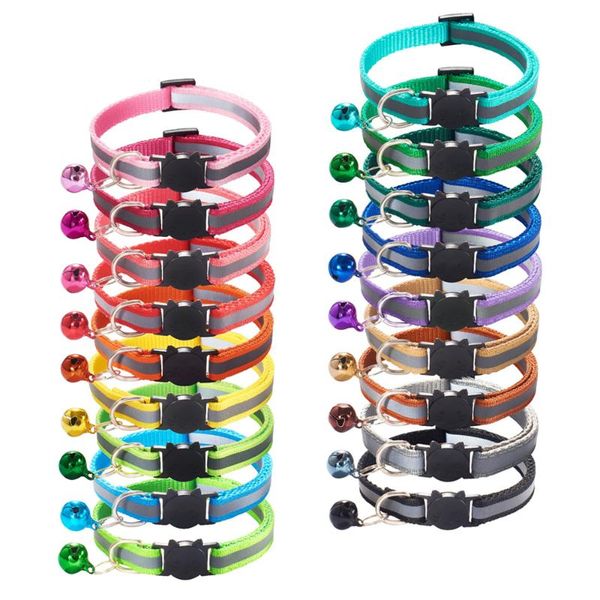 

cat collars & leads reflective adjustable collar kitten necklace safety buckle neck strap belt for with bell pet