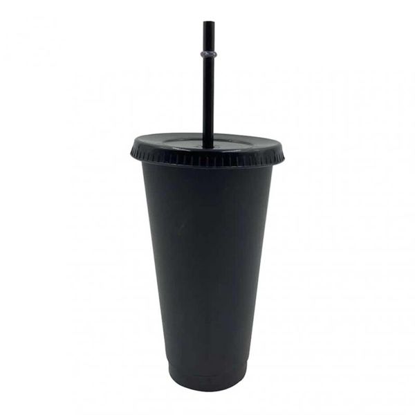 5 шт. 700 мл черные многоразовые пластиковые бутылки с водой холодная чашка с крышкой и соломой волшебный тумблер кружка кофе персонализирована