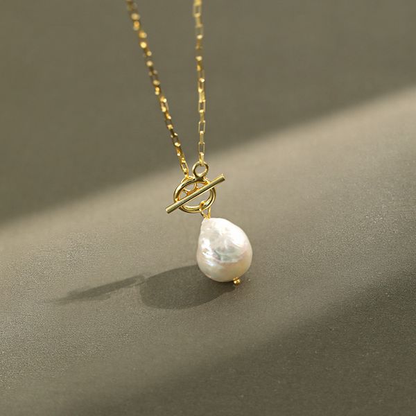 

fashion necklaces peri'sbox baroque natural freshwater pearl toggle clasp chain for women french 925 sterling silver necklace
