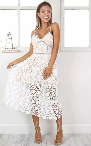 

backless hollow out lace sheath fashion robe spaghetti strap white sleeveless party women es, Black;gray