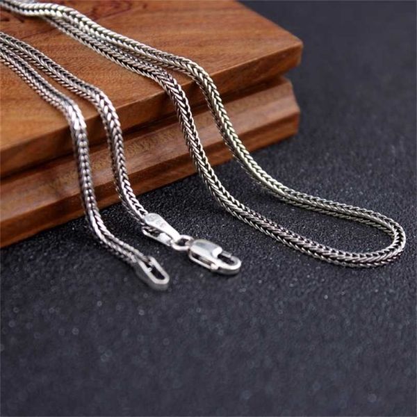 

pure silver weave necklace s925 sterling thai tail chain men women personalized retro chopin male jewelry 220210