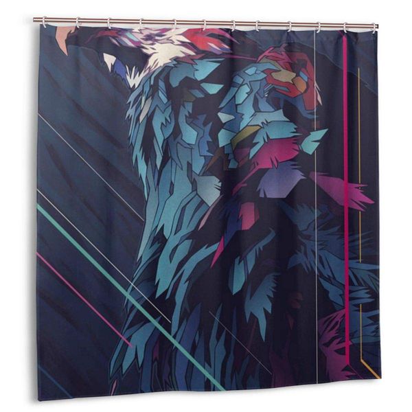

shower curtain,color art eagle bath curtain set with hooks