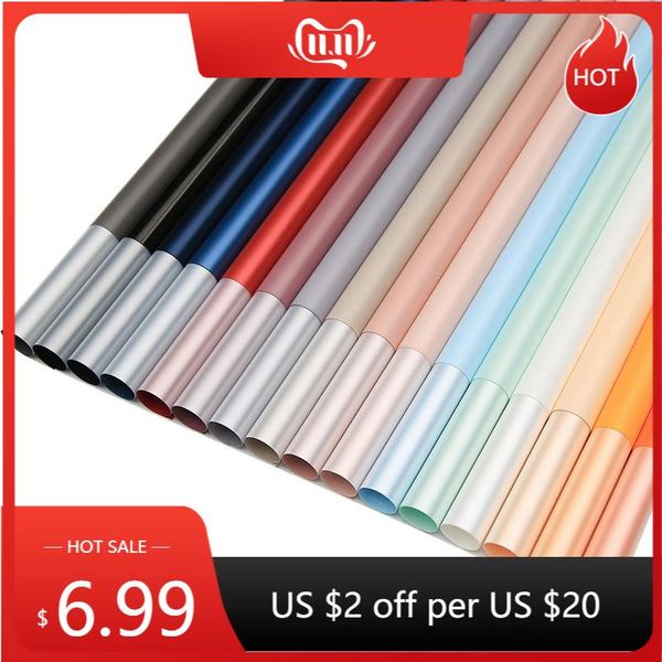 

gift wrap pure color valentin's day bouquet wrapping material waterproof plastic wedding party flower packaging paper 20 sheets/pack