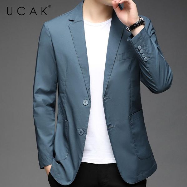 

men's suits & blazers ucak brand arrival spring autumn streetwear men blazer clothing casual solid color single breasted blzaer jacket, White;black