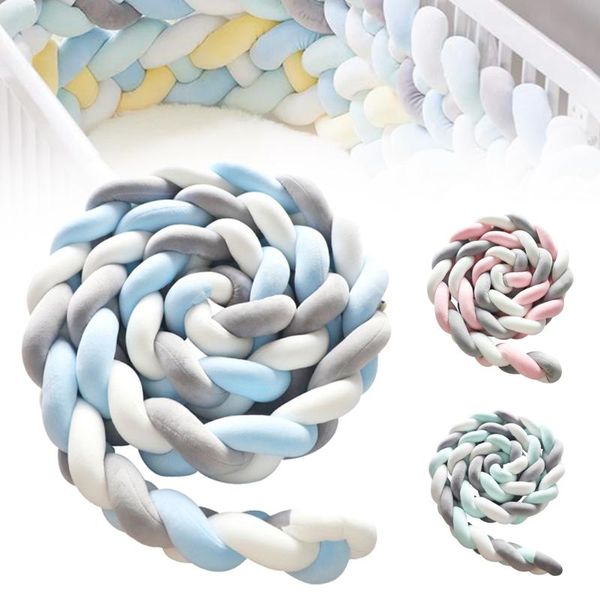 

pillow baby bed bumper braid knot long handmade knotted weaving plush crib protector infant room decor