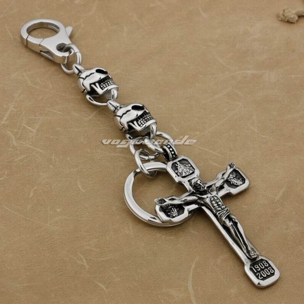 

linsion 316l stainless steel huge jesus crucifix cross mens biker keychain 3v001kc, Slivery;golden