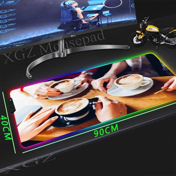

mouse pads & wrist rests xgz afternoon tea coffee custom large rgb gaming lock-edge pad animated computer table mat non-slip rubber for csgo