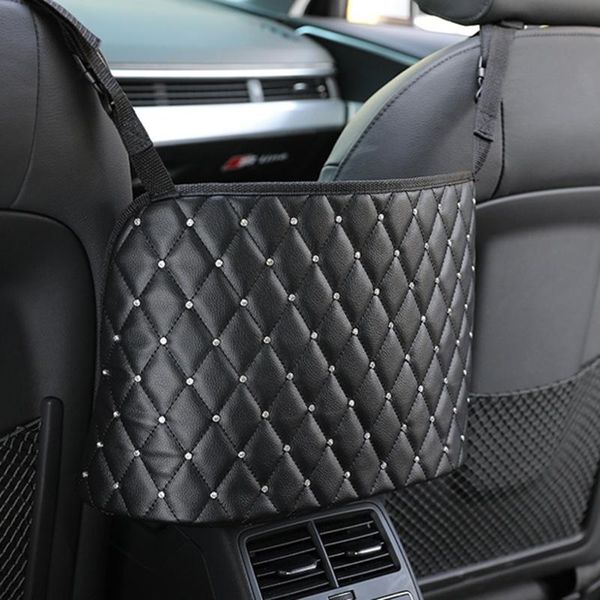 

car organizer handbag holder leather seat back mesh large capacity bag