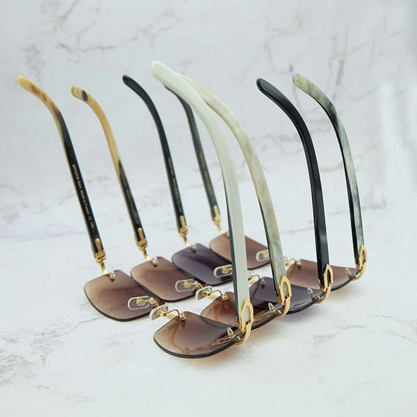 

ienbel luxury square genuine buffalo horn glasses mens brand designer sunglasses vintage carter buffs rimless carters glass, White;black