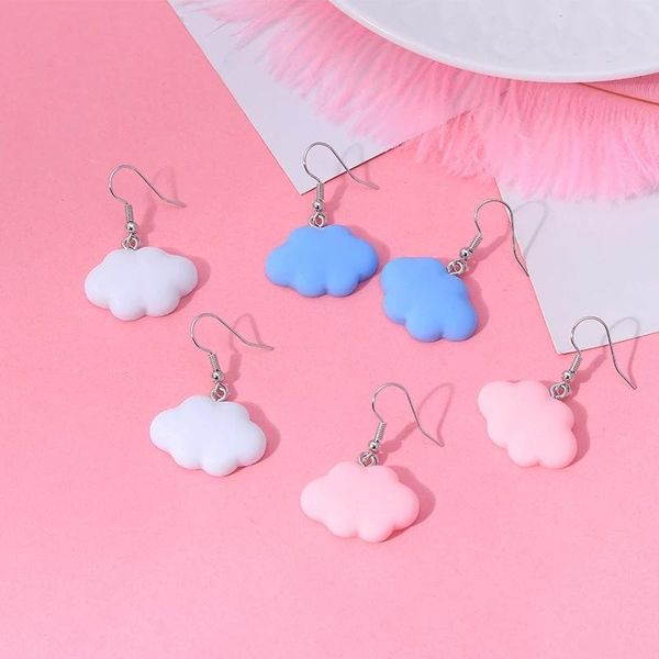 

creative korean cute candy color sweet clouds dangles earrings for women girl simple ladies ears jewelry gifts, Silver