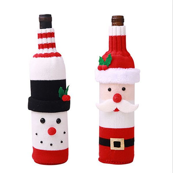 Noel Dekorasyonları Noel Baba Hediye Çantaları Şarap Şişesi Kapak Noel Yemeği Partisi Masa Kardan Adam Dekorasyon Lyx171