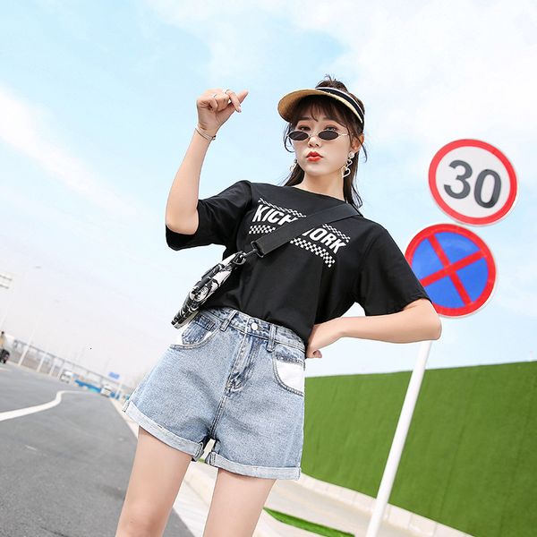

women's shorts summer new korean denim for female students, White;black