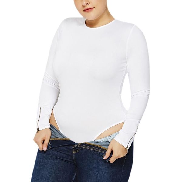 

women's jumpsuits & rompers plus size bodysuit women solid color long sleeve round neck body sculpting slim jumpsuit romper 2021, Black;white