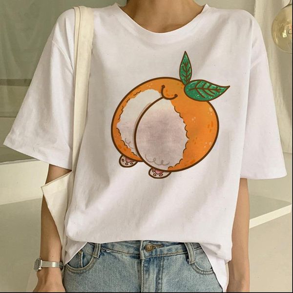 

women tshirt womens t shirts cartoon fruit print tee summer fashion cute female funny harajuku clothes, White