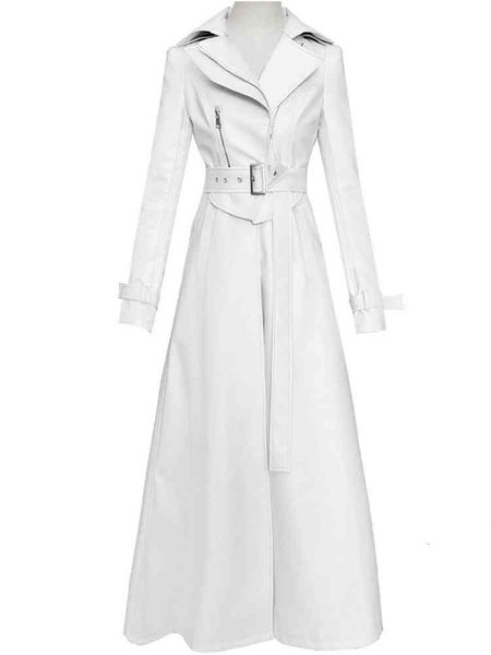 

women's trench coats nerazzurri spring runway white long leather trench coat for women sleeve plus size fashion 5xl womens coats 2021 d, Tan;black
