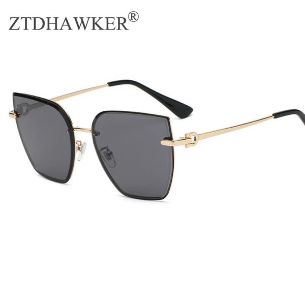 

sunglasses 2021 fashion cat eye personality frameless ladies trend metal simple temperament glasses uv400, White;black