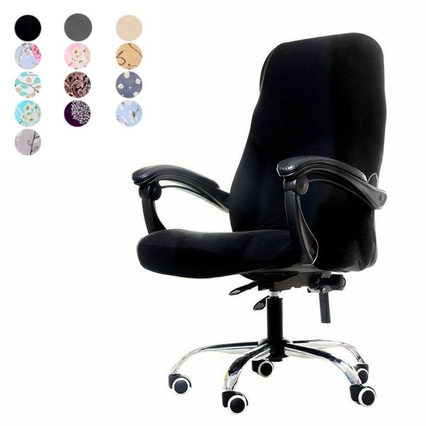 Solid Office Chair Covers Anti-sporco Stretch Spandex Coprisedile per computer Fodere rimovibili per s 211116